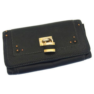 Chloe key Black bifold padlock Wallet long zipper Paddington